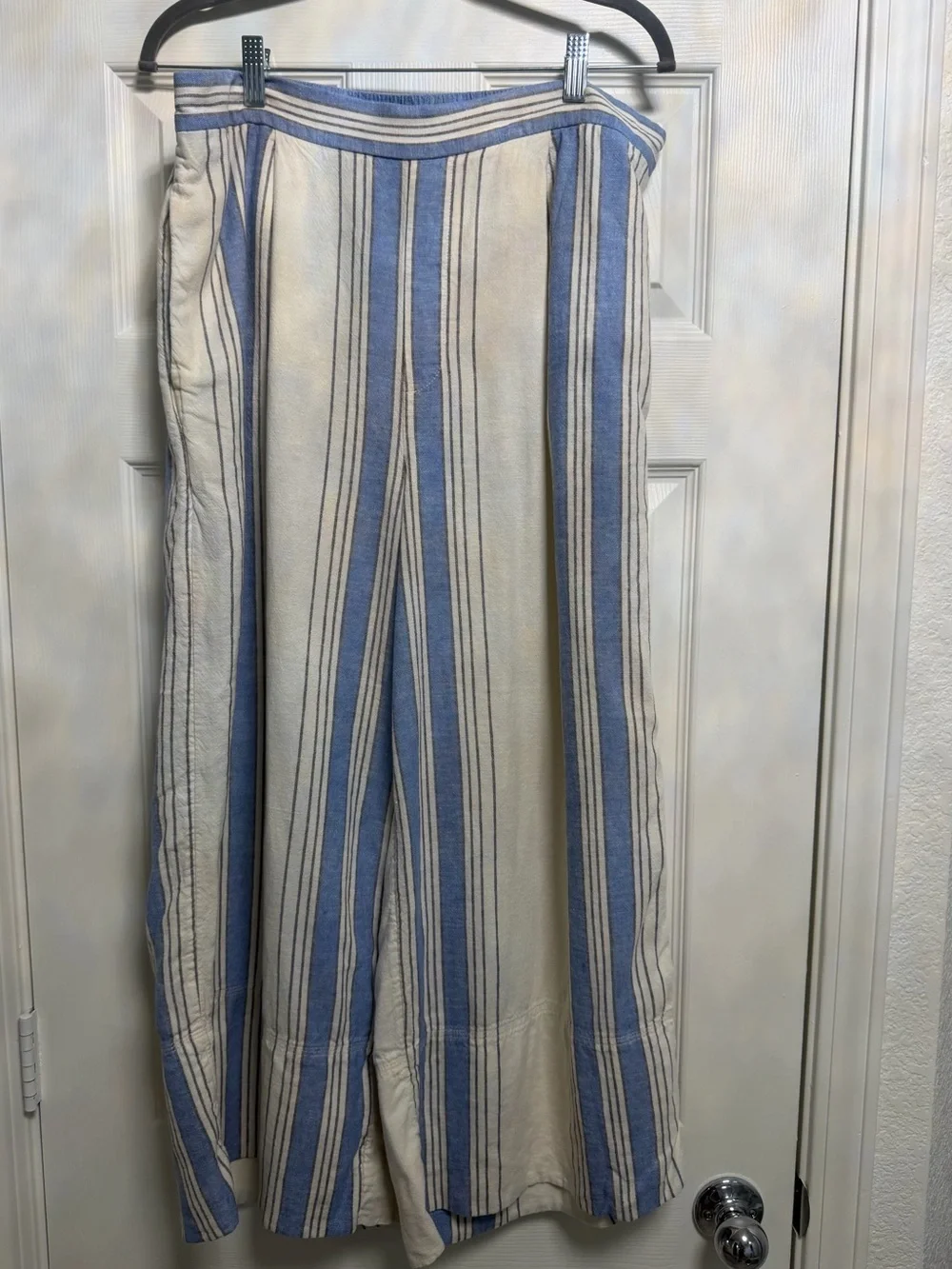 Banana Republic Striped Wide-Leg Cropped Linen Blend Pants women’s size large.